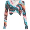 Multicoloured Sequin Marble Knot Crop Top -Claasyoo Shop 00100036200 ZM