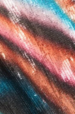 Multicoloured Sequin Marble Knot Crop Top -Claasyoo Shop 00100036200 ZS