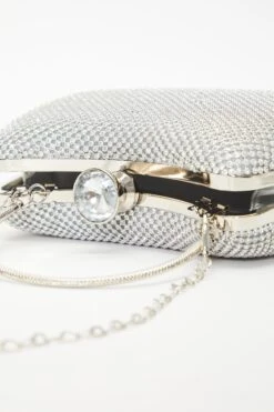 Silver Diamante Jewel Box Bag -Claasyoo Shop 00100036234 XS