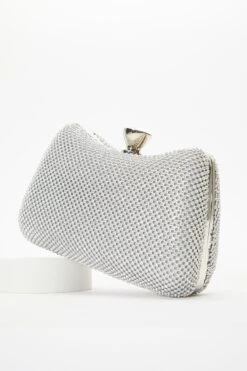 Silver Diamante Jewel Box Bag -Claasyoo Shop 00100036234 ZB
