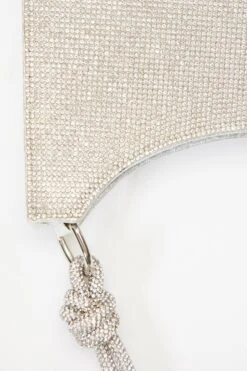 Silver Diamante Knot Shoulder Bag -Claasyoo Shop 00100036249 ZS
