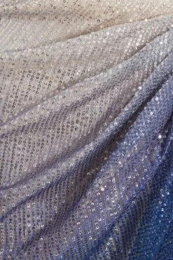 Silver Ombre Sequin Ruched Midi Dress -Claasyoo Shop 00100036416 ZS