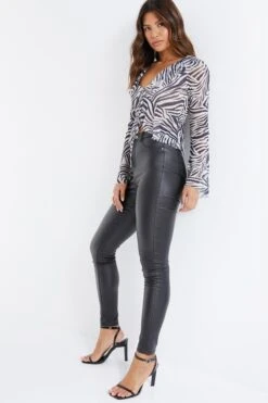 Stone Zebra Print Mesh Top 11 Stone Zebra Print Mesh Top -Claasyoo Shop 00100036487 XS