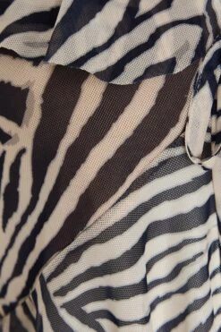 Stone Zebra Print Mesh Top 13 Stone Zebra Print Mesh Top -Claasyoo Shop 00100036487 ZS