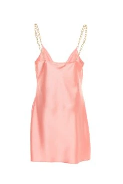 Pink Satin Slip Mini Dress -Claasyoo Shop 00100036491 ZB