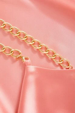 Pink Satin Slip Mini Dress -Claasyoo Shop 00100036491 ZS