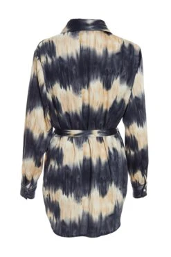 Champagne Satin Marble Print Blouse -Claasyoo Shop 00100036577 ZB