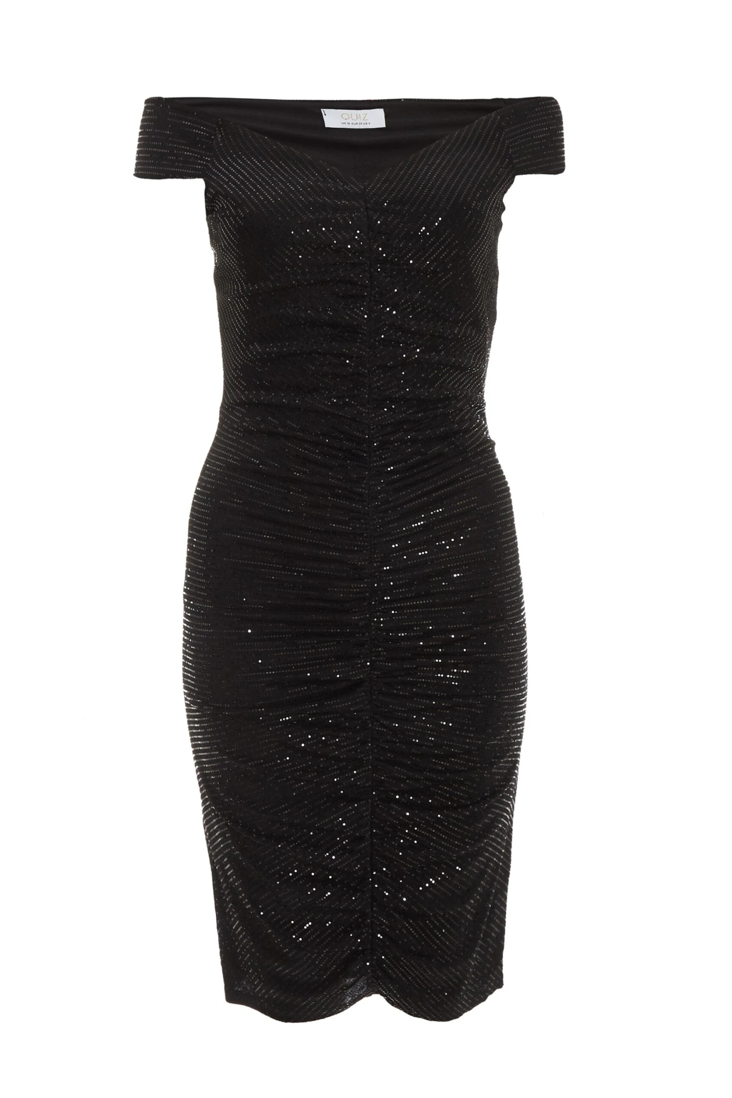 Black Sequin Bardot Midi Dress 3 Black Sequin Bardot Midi Dress