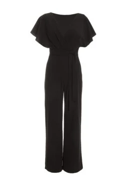Black Angel Sleeve Palazzo Jumpsuit