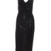 Black Sequin Wrap Midi Dress -Claasyoo Shop 00100036644 ZM