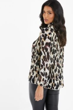 Stone Animal Print Chiffon Blouse 10 Stone Animal Print Chiffon Blouse -Claasyoo Shop 00100036681 XB