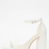 White Faux Leather Platform Heeled Sandals -Claasyoo Shop 00100036744 ZM