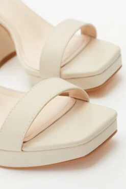 Nude Faux Leather Platform Heeled Sandals -Claasyoo Shop 00100036748 ZB
