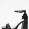 Black Faux Leather Platform Heeled Sandals 1 Black Faux Leather Platform Heeled Sandals -Claasyoo Shop 00100036751 ZM