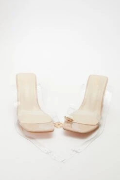 Nude Clear Mid Heeled Sandals -Claasyoo Shop 00100036756 XS