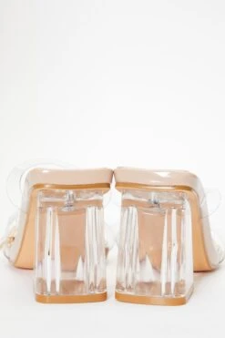Nude Clear Mid Heeled Sandals -Claasyoo Shop 00100036756 ZB