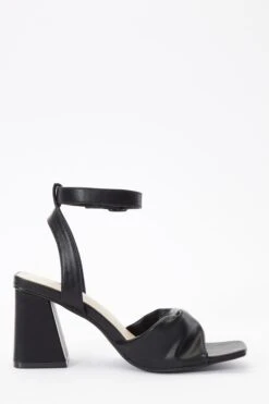 Black Twist Front Block Heeled Sandals -Claasyoo Shop 00100036763 ZS