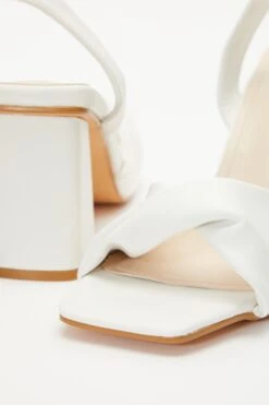 White Twist Front Block Heeled Sandals -Claasyoo Shop 00100036765 ZB