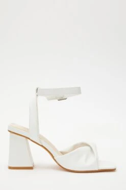 White Twist Front Block Heeled Sandals -Claasyoo Shop 00100036765 ZS