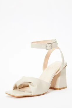 Nude Twist Front Block Heeled Sandals -Claasyoo Shop 00100036767 XB