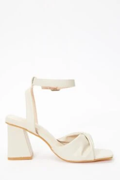 Nude Twist Front Block Heeled Sandals -Claasyoo Shop 00100036767 ZS