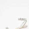 Silver Diamante Clear Low Heeled Sandals -Claasyoo Shop 00100036775 ZM