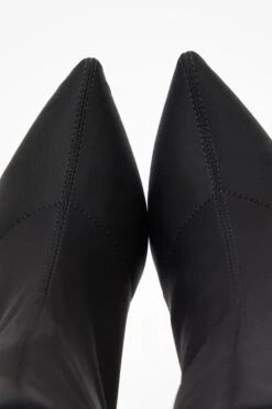 Wide Fit Black Faux Suede Heeled Sock Boots -Claasyoo Shop 00100036783 ZB