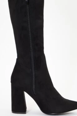 Wide Fit Black Over The Knee Heeled Boots -Claasyoo Shop 00100036784 ZB