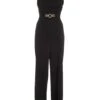 Black Diamante Buckle Palazzo Jumpsuit -Claasyoo Shop 00100036814 ZM