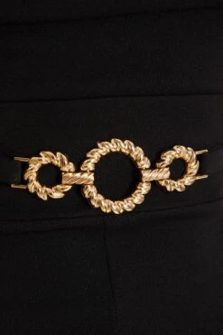 Black Diamante Buckle Palazzo Jumpsuit -Claasyoo Shop 00100036814 ZS