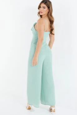 Mint Chiffon Frill Jumpsuit -Claasyoo Shop 00100036836 XB
