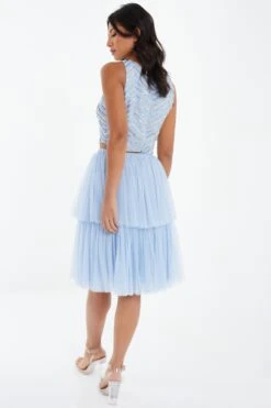 Blue Tulle Skater Skirt -Claasyoo Shop 00100036840 XB