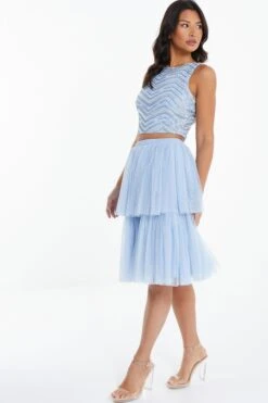 Blue Tulle Skater Skirt -Claasyoo Shop 00100036840 XS