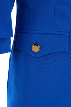 Royal Blue Ruched Tailored Blazer -Claasyoo Shop 00100036857 ZS