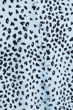 Blue Animal Print Frill Sleeve Midi Dress -Claasyoo Shop 00100036864 ZS