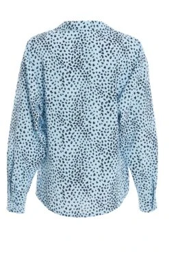 Blue Satin Animal Print Wrap Top -Claasyoo Shop 00100036869 ZB
