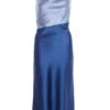 Blue Two Tone Satin Slip Midi Dress -Claasyoo Shop 00100036920 ZM