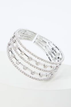 Silver Diamante Cuff Bracelet