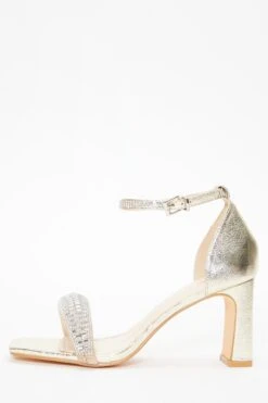 Gold Foil Diamante Heeled Sandals