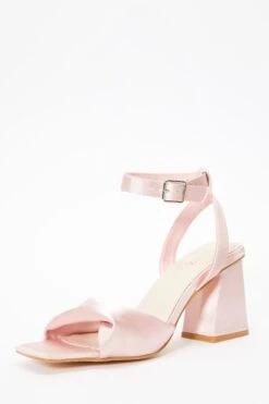 Pink Satin Block Heel Sandals -Claasyoo Shop 00100036981 XB
