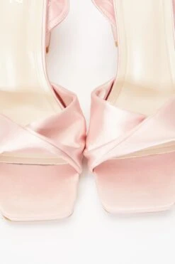 Pink Satin Block Heel Sandals -Claasyoo Shop 00100036981 ZB