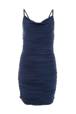 Navy Ruched Bodycon Mini Dress