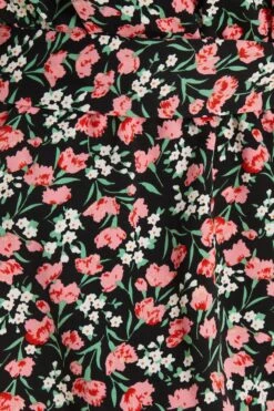 Black Floral Print Crochet Peplum Top -Claasyoo Shop 00100036992 ZS