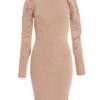 Stone Knitted Puff Sleeve Dress