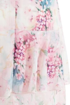 Light Pink Chiffon Floral Tiered Midi Skirt -Claasyoo Shop 00100037025 ZS