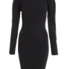 Black Knitted Puff Sleeve Dress