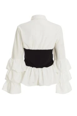 White Corcet Style Frill Shirt -Claasyoo Shop 00100037039 ZB