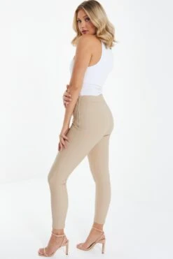 Stone Faux Leather Seam Leggings -Claasyoo Shop 00100037043 XB