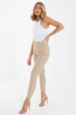 Stone Faux Leather Seam Leggings -Claasyoo Shop 00100037043 XS