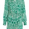 Green Satin Aztec Wrap Playsuit -Claasyoo Shop 00100037098 ZM